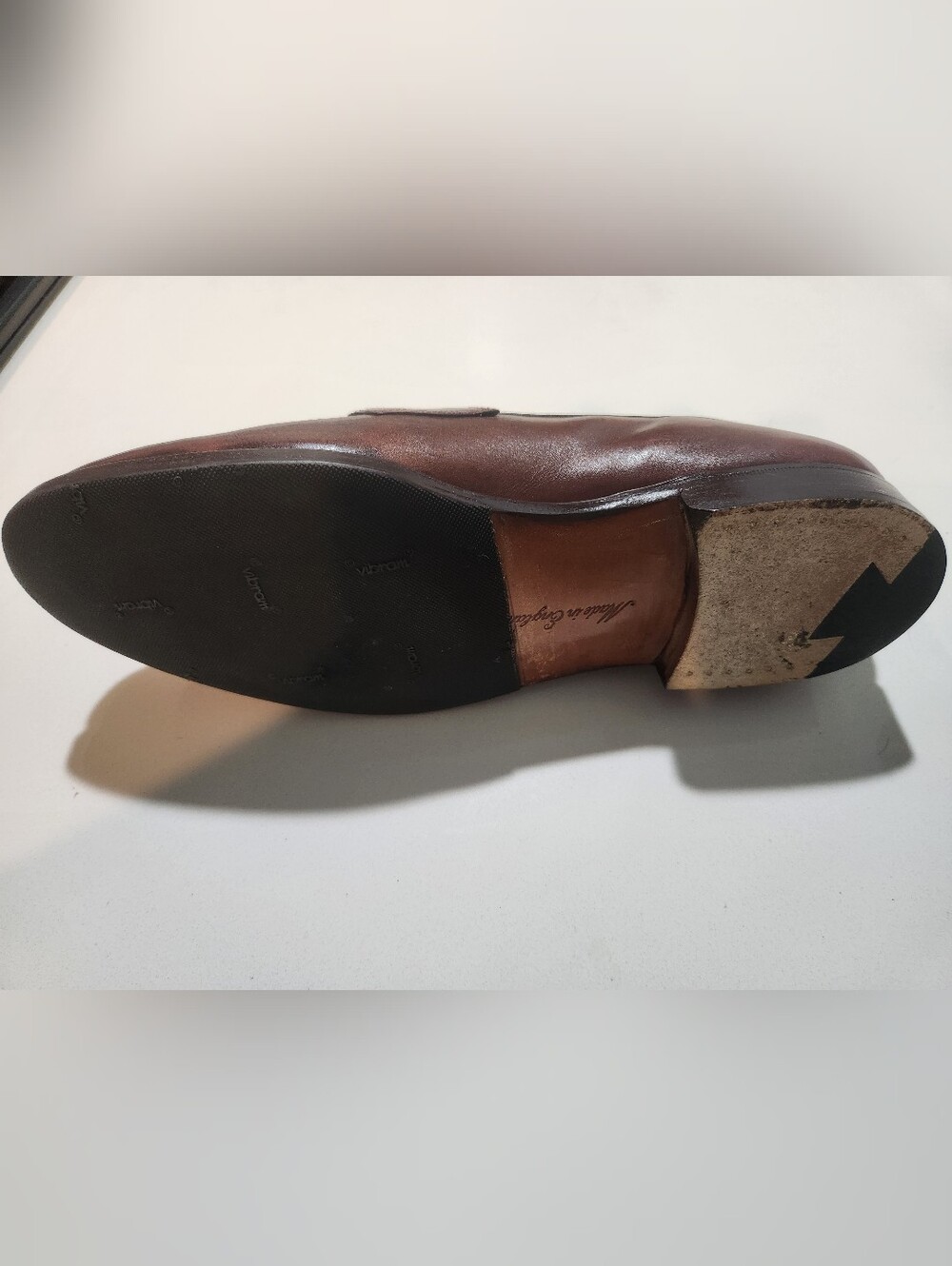 Edward Green X Paul Stuart Leather Mens  Brown Loafers Size 7 D  Handmade NWOB - Picture 10 of 11